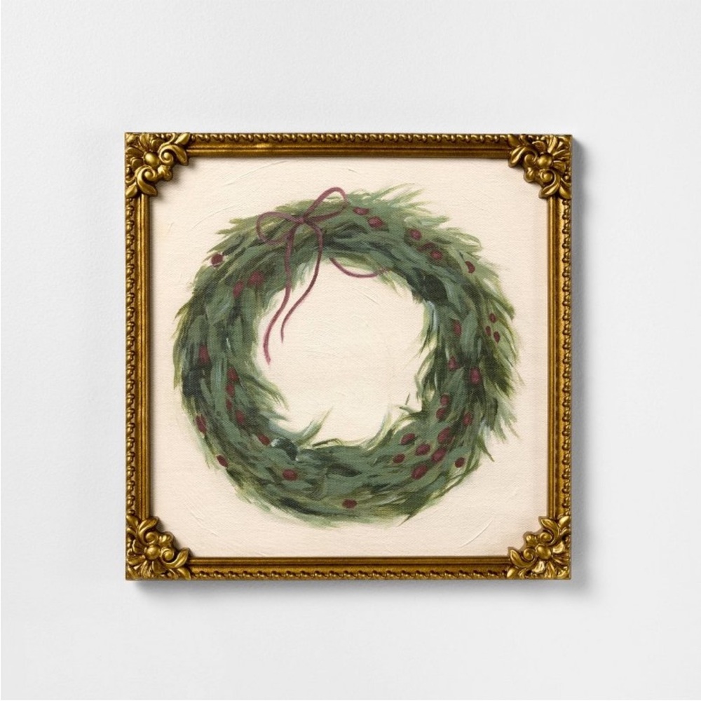 16x16 Red Ribbon Wreath Framed Wall Art - Threshold Studio McGee Christmas 2025